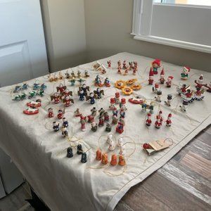 VTG 1950s Miniature Wooden Christmas Tree Ornaments
